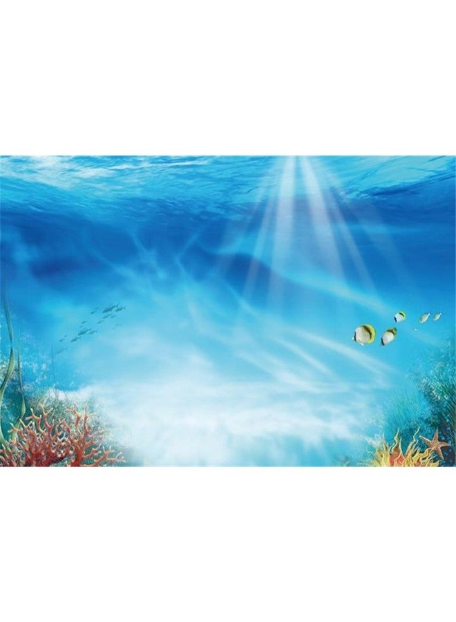 AWERT Undersea Theme Aquarium Background Colorful Coral Tropical Fish Sunshine Underwater World Fish Tank Background 36x18 inches Durable Polyester Background - Image 1